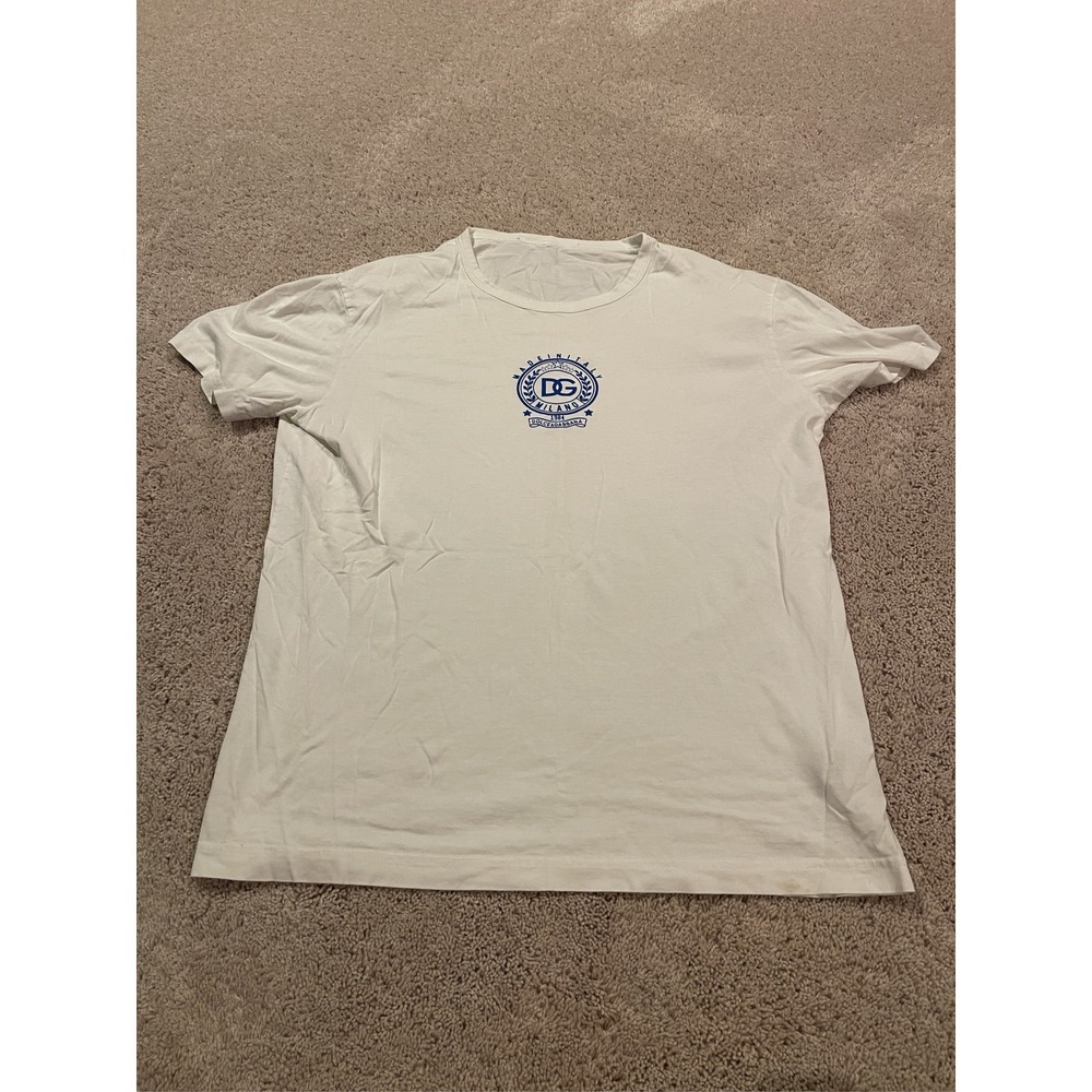 Dolce & Gabbana Milano DG Logo Graphic T-Shirt White Crew Neck Cotton
